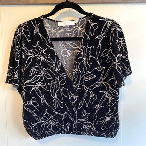 ASTR Black Cropped Top with White Line Design